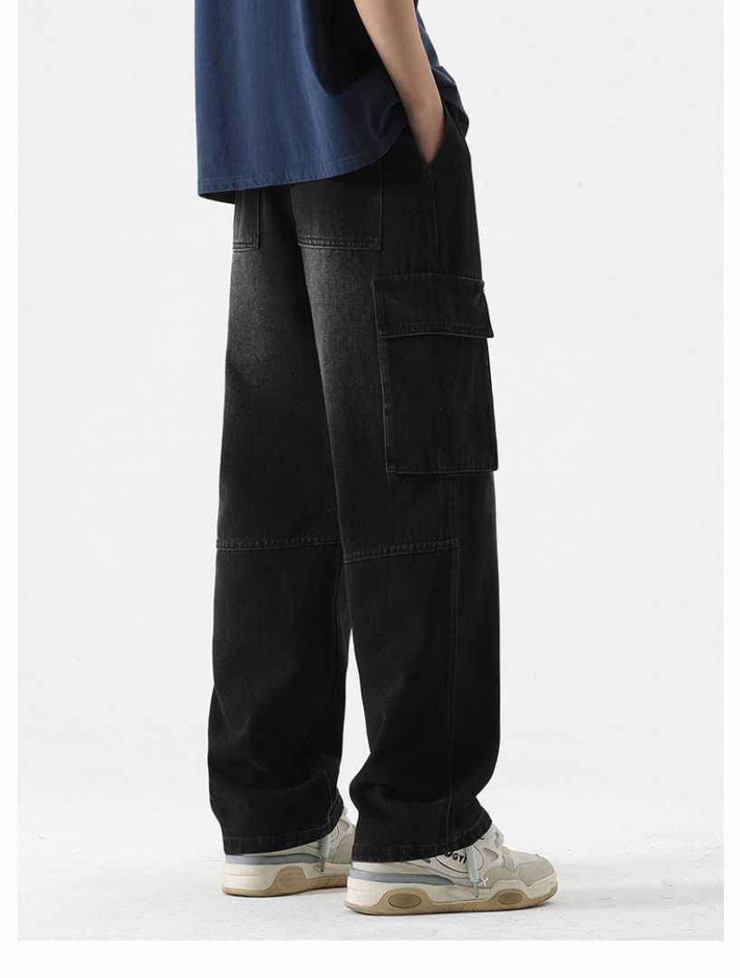 Premium,Denim,Cargo,Pant,(Solid,Black)